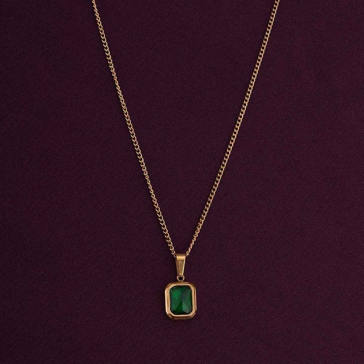 Palmonas Classic Emerald Necklace For Womens | Waterproof And Anti-Tarnish