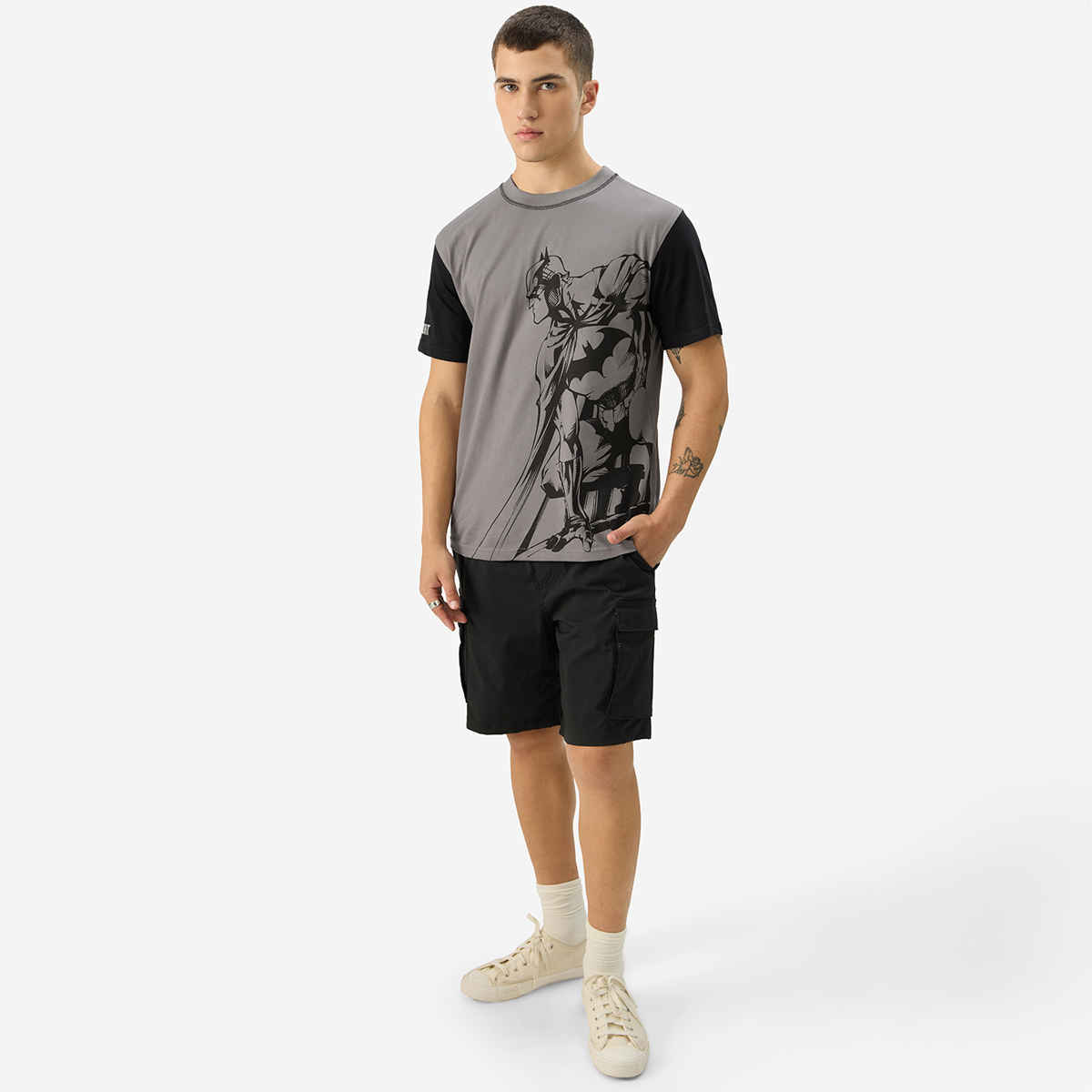 The Souled Store Men's Regular Batman- The Dark Knight T-Shirts | Grey | S