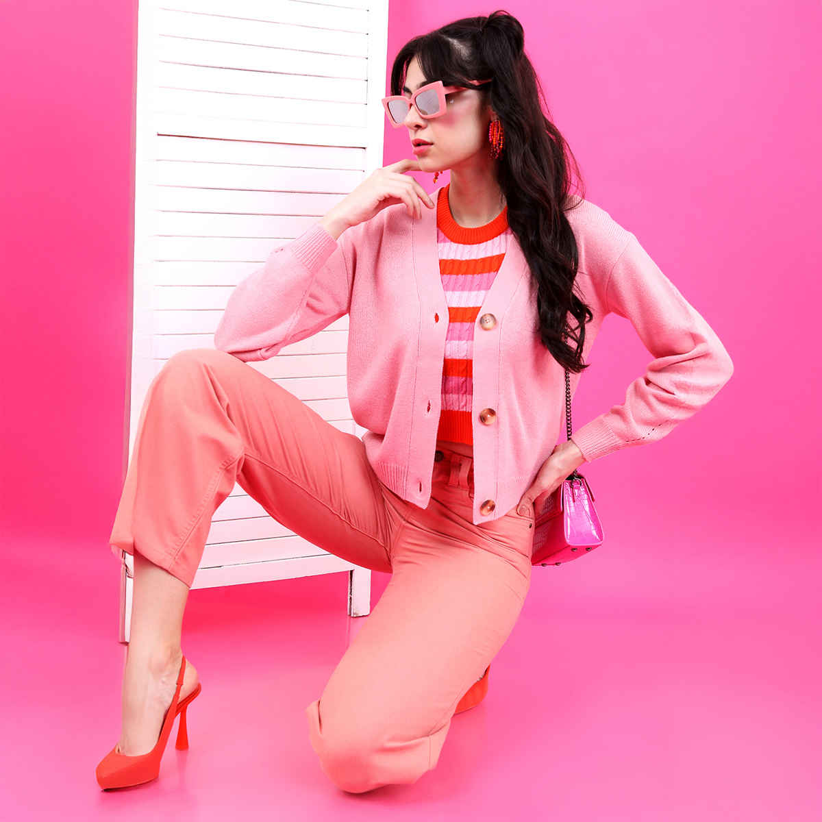 Tokyo Talkies Women's Solid Casual Sweater | Pink - XL