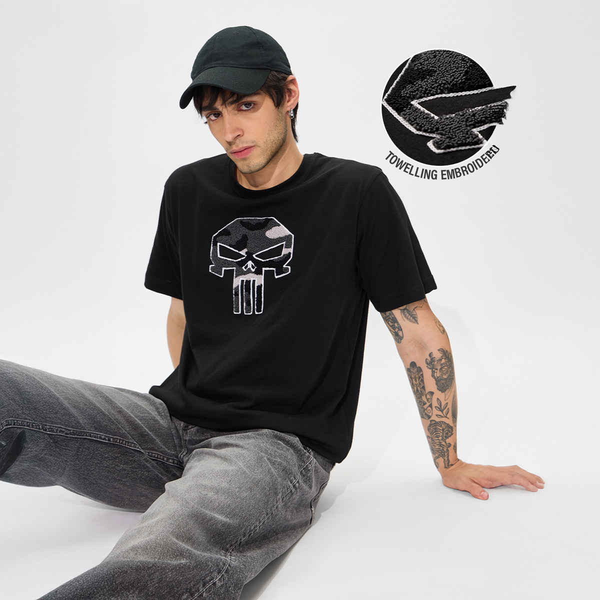 The Souled Store Men's Regular Punisher - It's Time T-shirts | Black | L