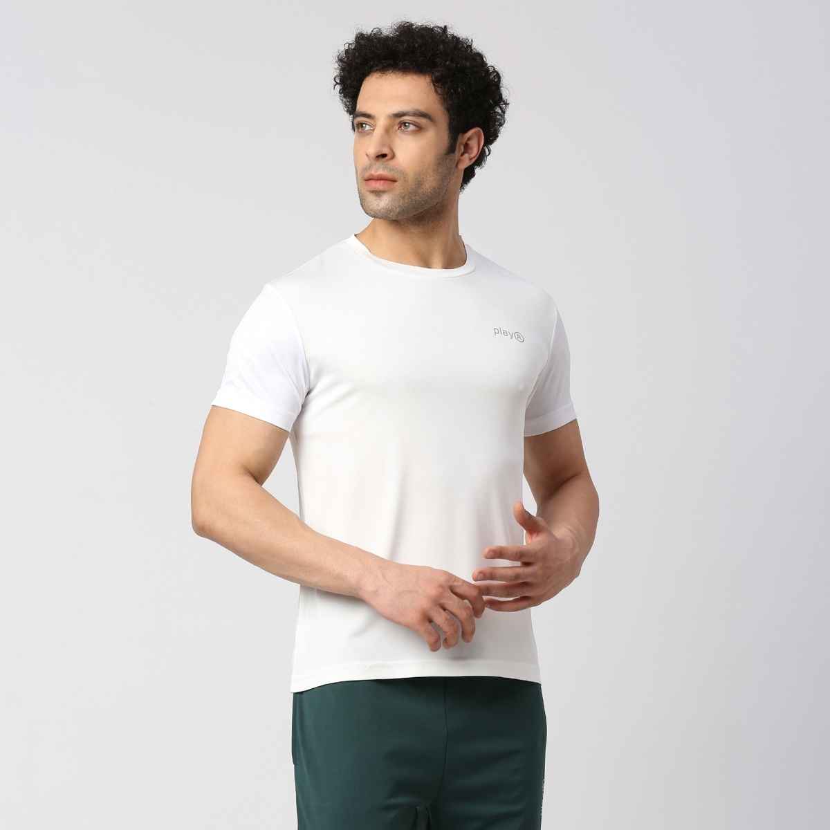 Playr Men's Adult Training Tee Polyester for All Season | White | L