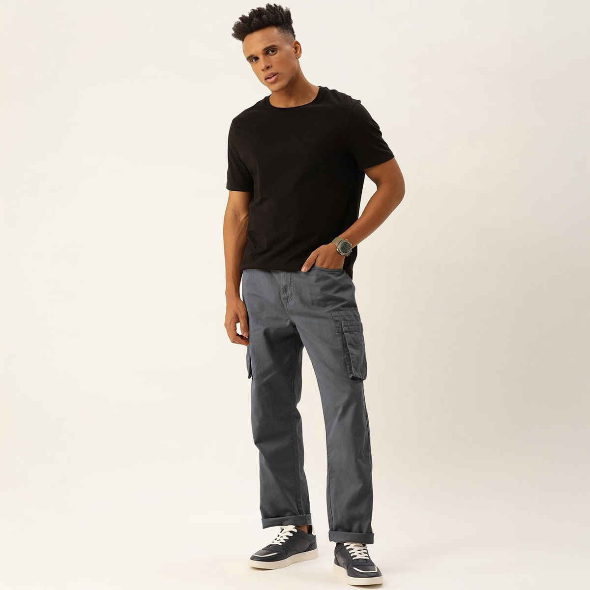 Bene Kleed Men's Straight Fit Cargo Trousers | Iron Grey - 30