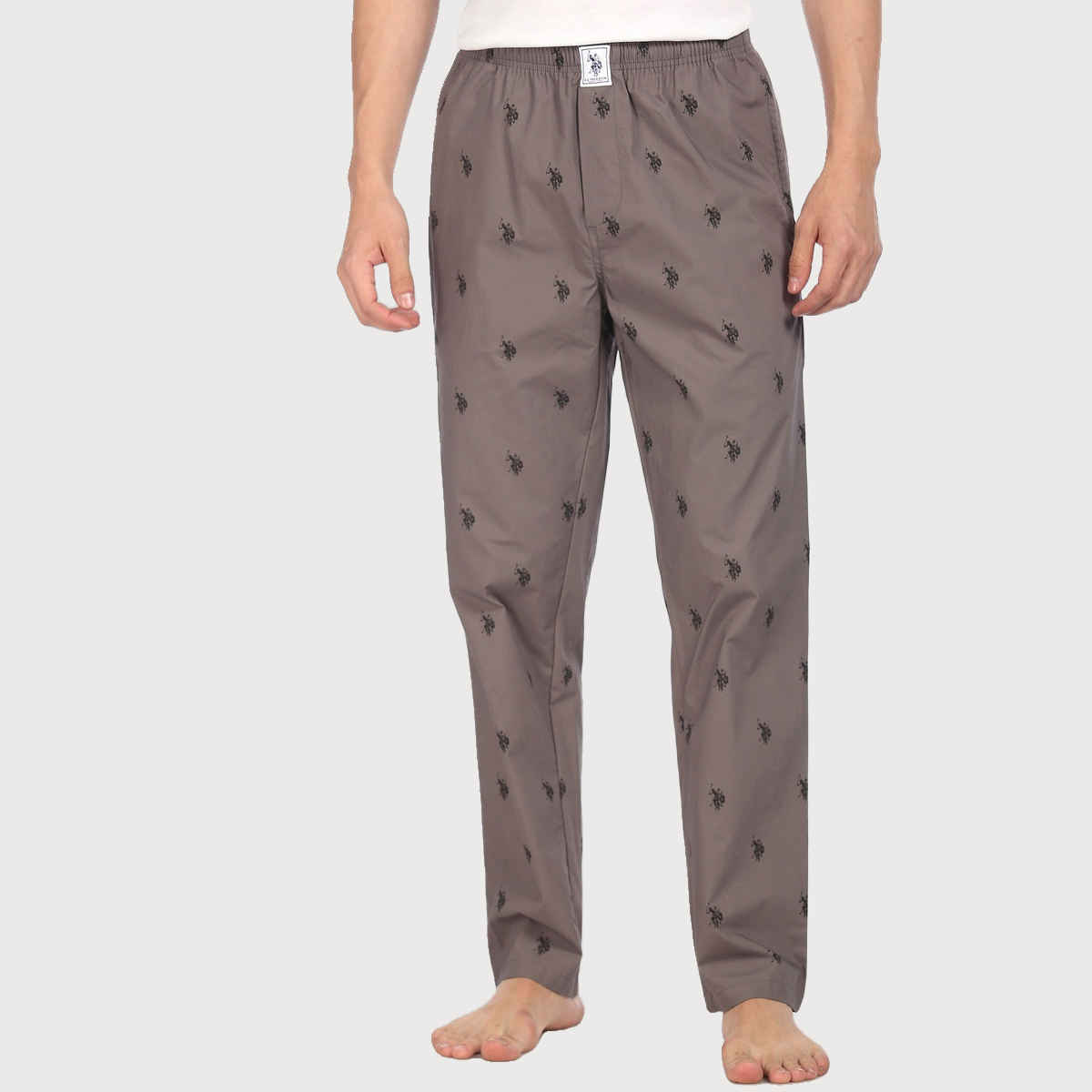 U.S. Polo Assn. Signature Logo Print Cotton Lounge Pants - Pack Of 1 | Grey | M