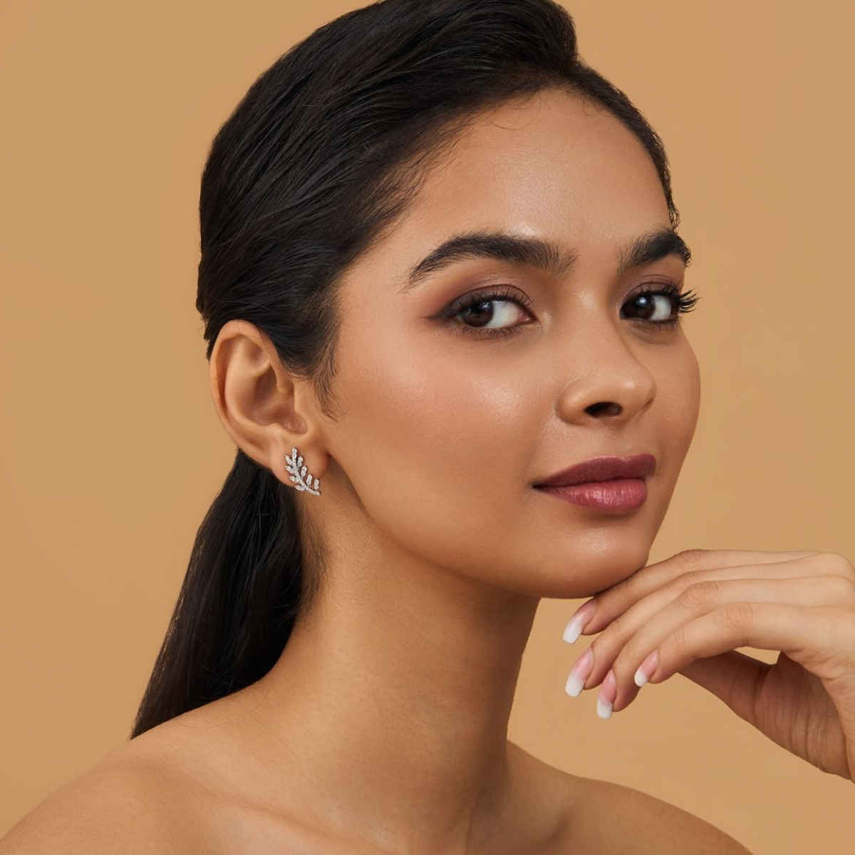 Kushal s Fashion Jewellery White Rhodium Gold-Plated Party Zircon Earring | 425577