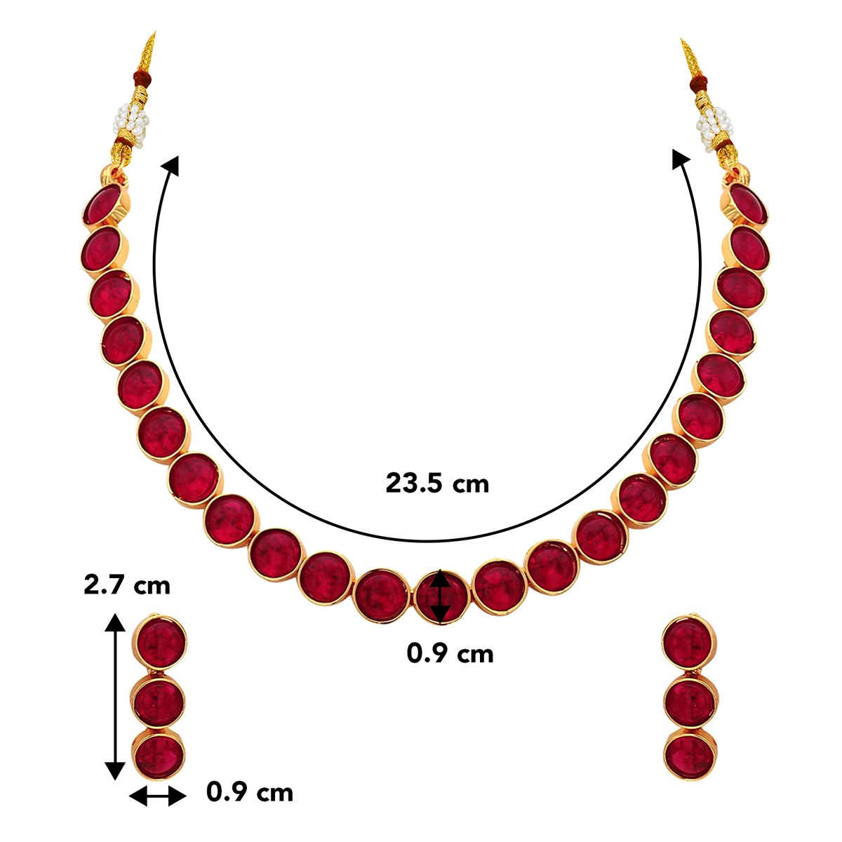 Peora Gold Plated Red Choker Necklace with Drop Earrings Traditional Jewellery Set for Women