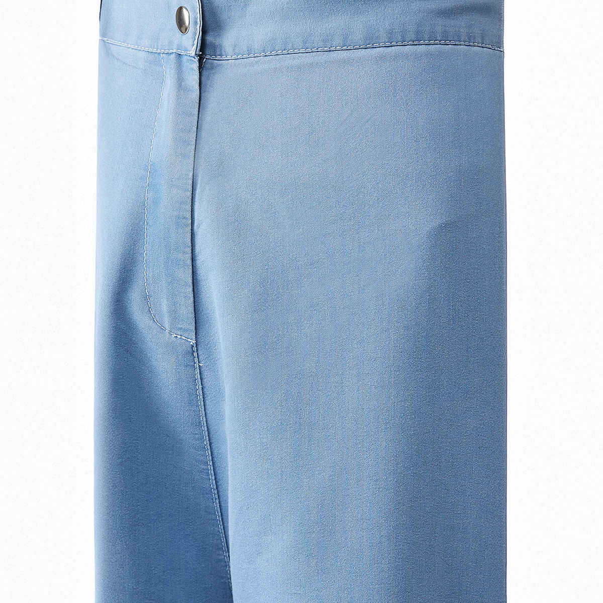 Miss Chase Women's Flared Wide-Leg High Rise Non-Stretchable Lightweight Denim Pants | Blue - 28