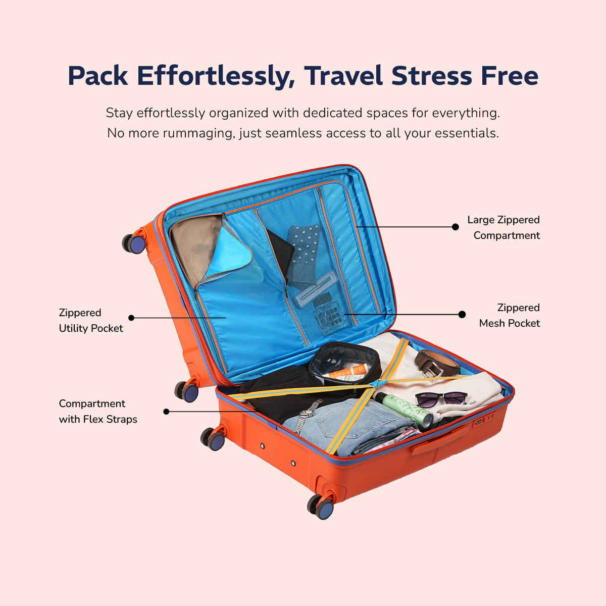 Provogue Lumina Hard-Sided PP Cabin Luggage Trolley Bag | Burnt Orange - 55 cm