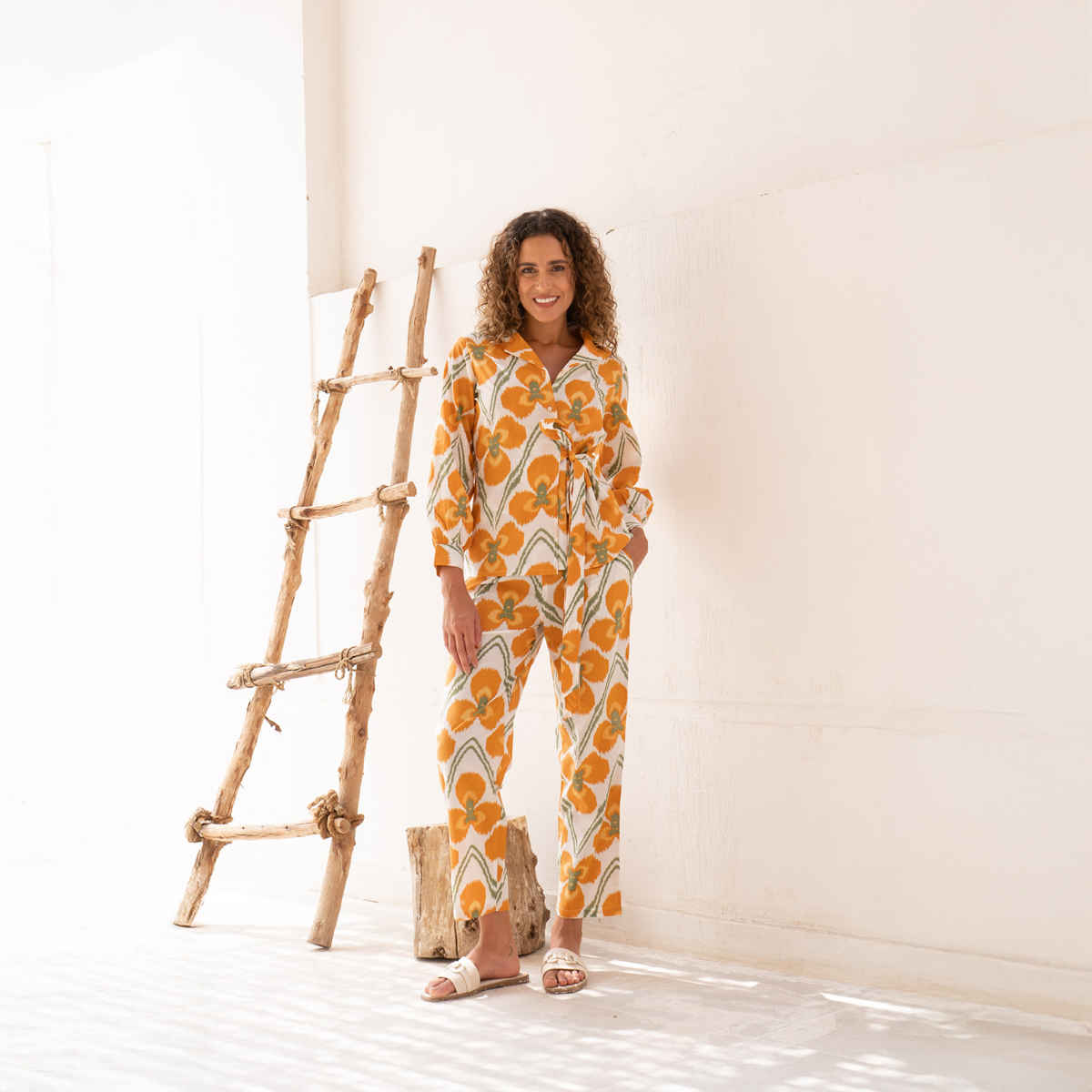 Sanskrutihomes Women's Pure Cotton Co-Ords | SE-CS-100 | Orange - M