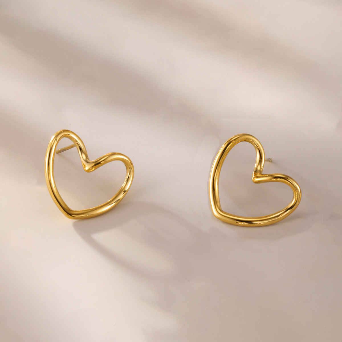 Label She Gold Plated Anti Tarnish Stainless Steel Heart Themed Stud Earrings | LS-ERG-57077