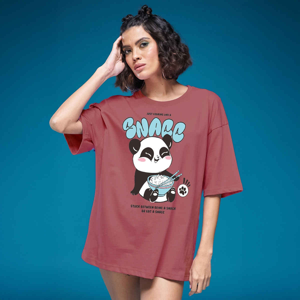 Smartees Women's Oversize Printed T-shirt | WW - 2062 | Onion Pink - L
