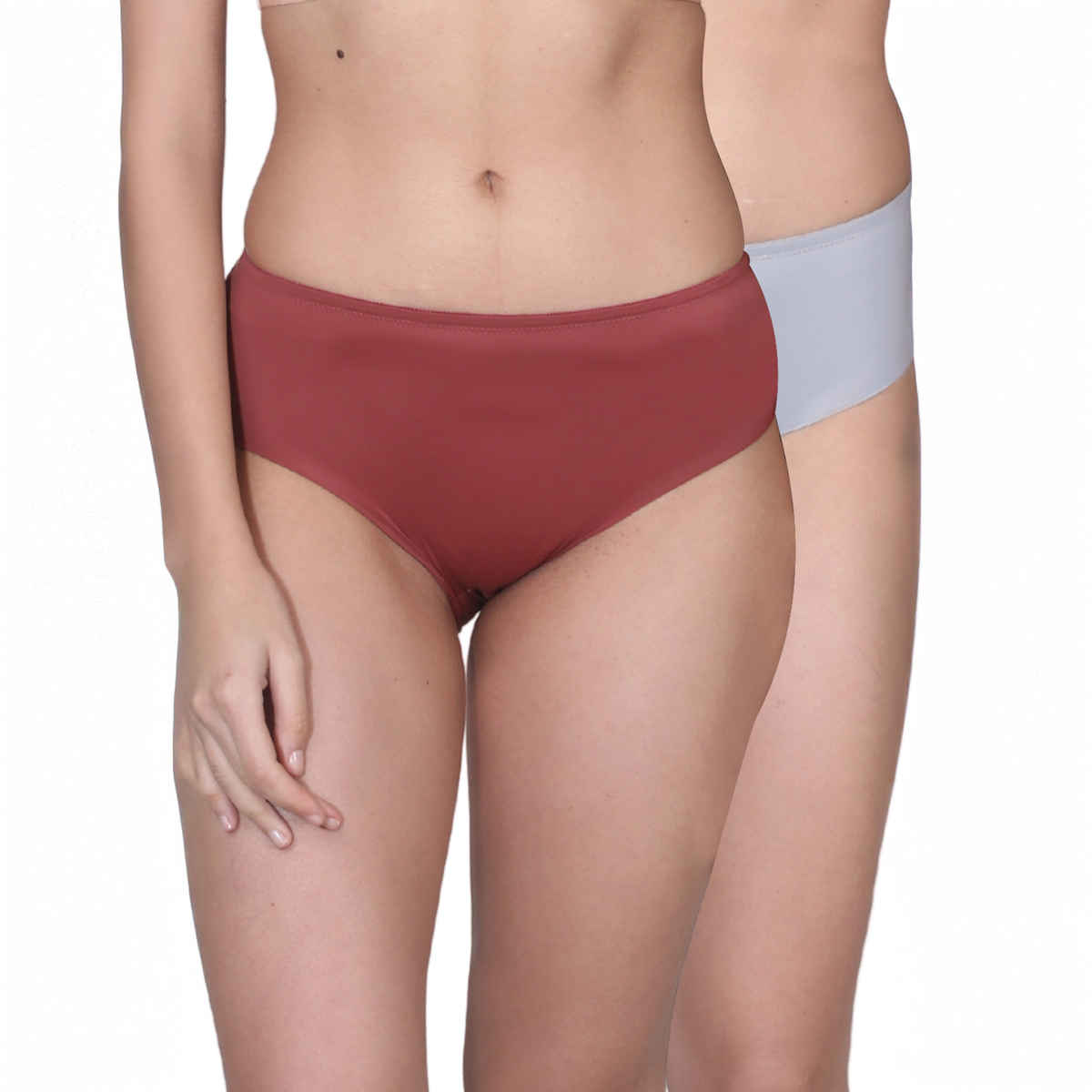 D'chica Women's Seamless Hipster Panties | Full Coverage Panties | Pack of 2 | Brown | Grey | XL
