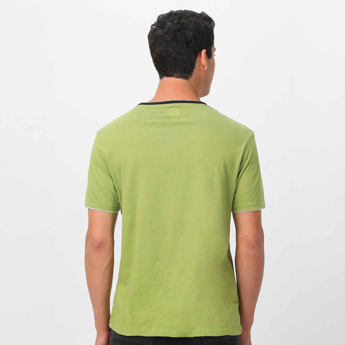 Urbano Fashion Men's Slim Fit Solid Round Neck Half Sleeve Cotton T-Shirt | Olive - S