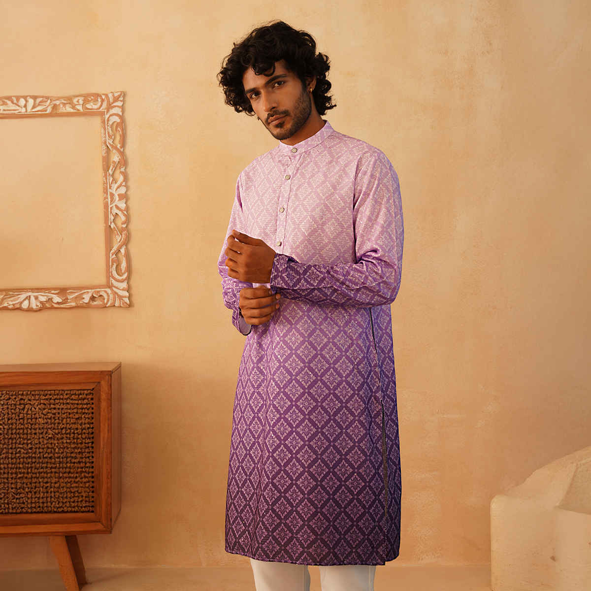 Jompers Men's Kurta | Ko 5074 | Purple - M