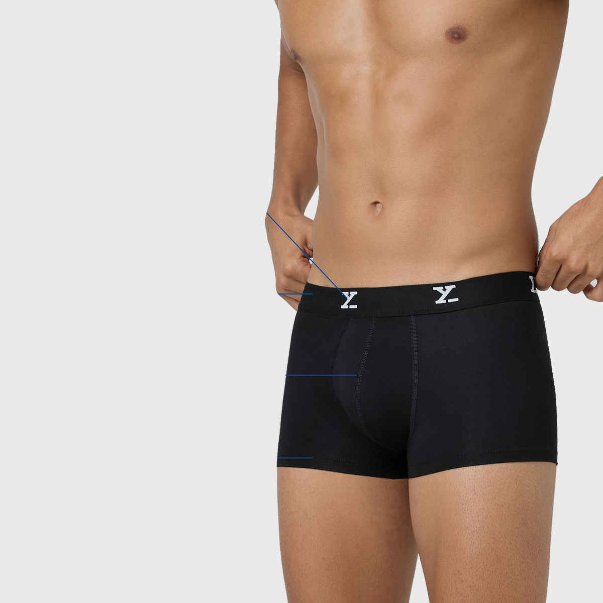 XYXX Men's Modal Printed and solid Trunks Pack of 2, Black| S