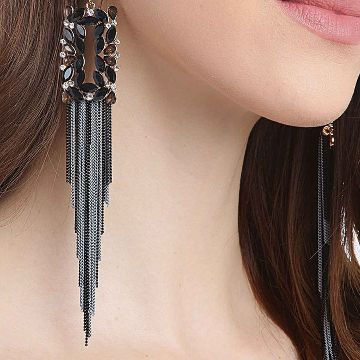 YouBella Jewellery Earings Crystal Tassel Handmade Earrings for Girls and Women