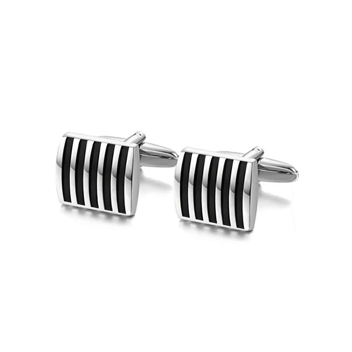 Peora Unique Black Stripes Shirt Cufflinks for Men Business Corporate Wedding Gift