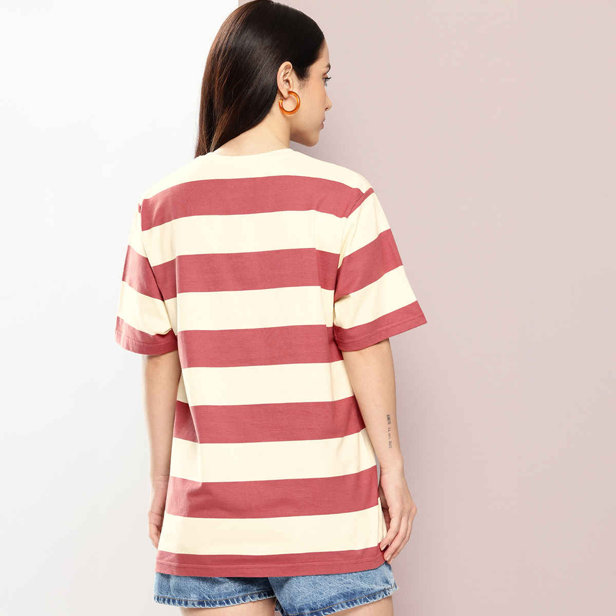 Dillinger Women's Short Sleeve Oversized Yarn Dyed T-shirt | Mauve - XL