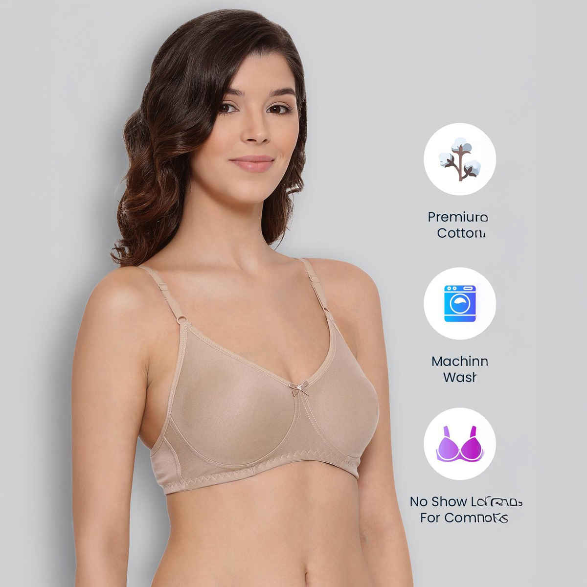 Lyra Women's Bra Non Padded Daily Wear Comfortable | Skin - 34B
