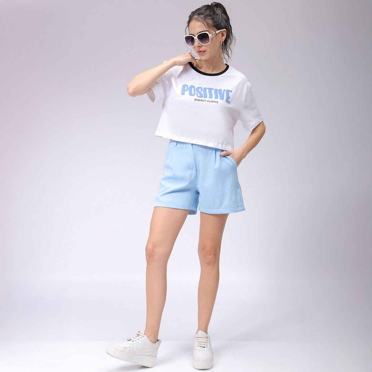 Freehand Women's Relaxed Typographic Casual Crew Neck T-shirt | 0424-Zfhcrtee2-01 | White - M
