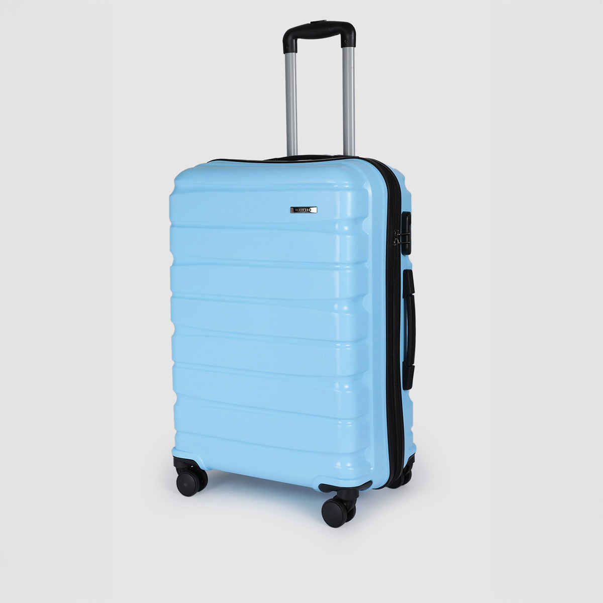 Teakwood Leather 360 Degree Rotation Hard Trolley Bag | Blue - Medium