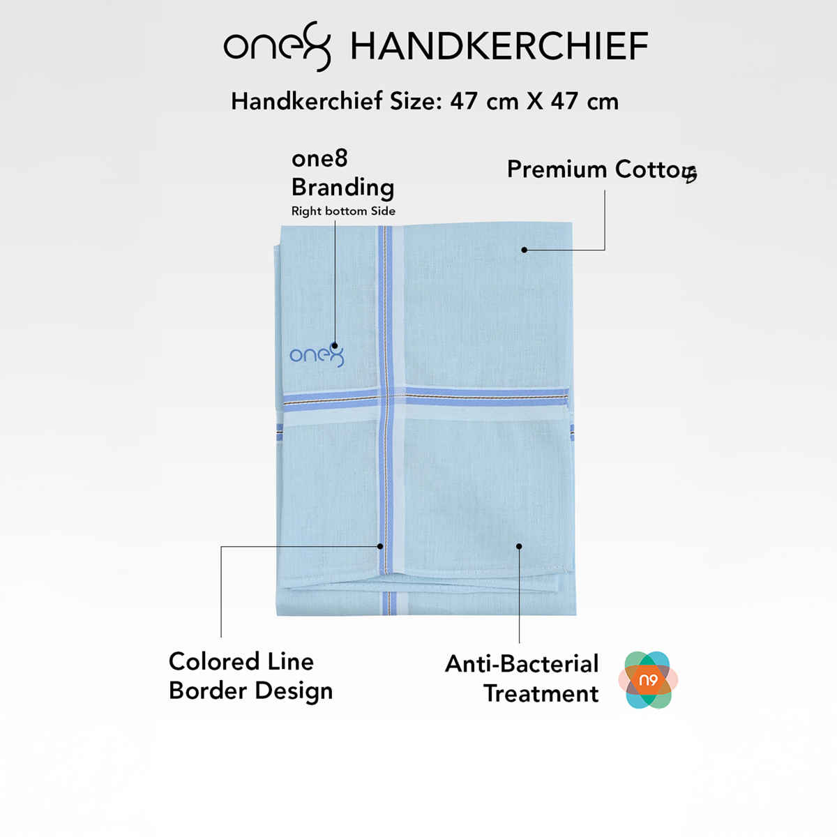 One8 Men's Solid Cotton Handkerchief | Assorted