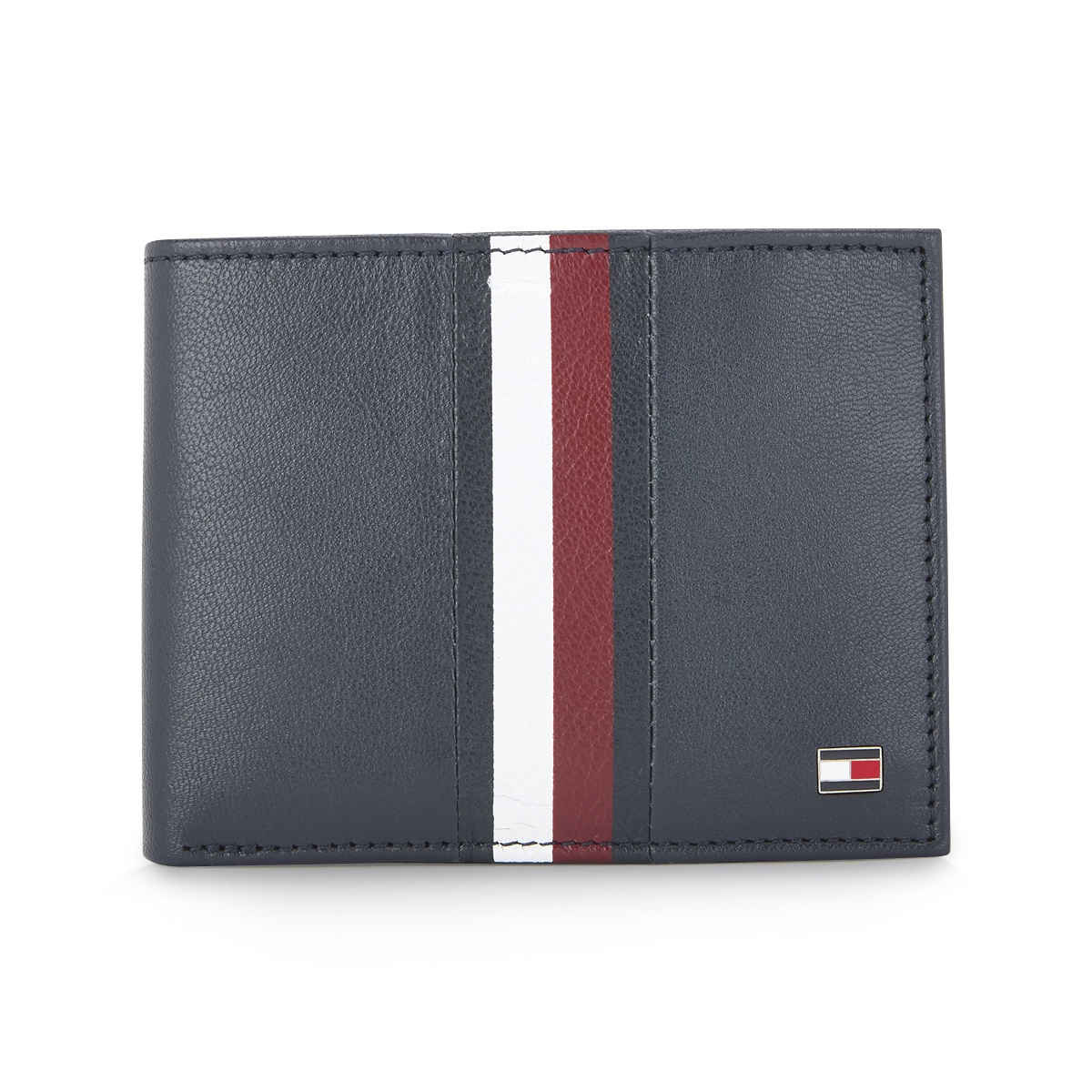 Tommy Hilfiger Men's Striped Leather Passcase Wallet | Navy - One Size