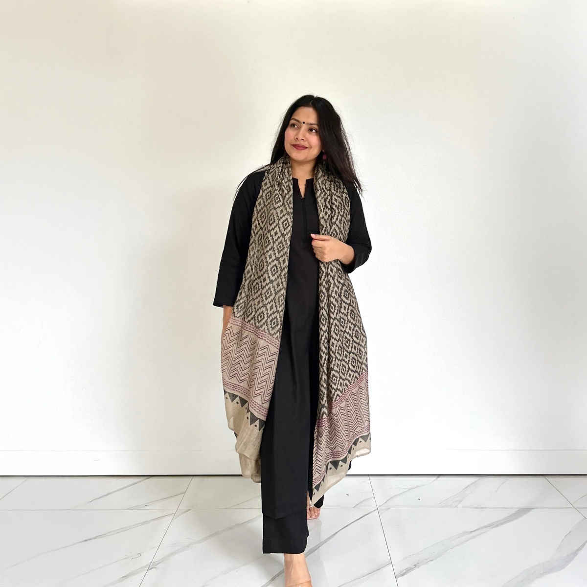 GoSriKi Women's Viscose Rayon Straight Solid Kurta with Palazzo & Dupatta | JAMANA | Black - XL