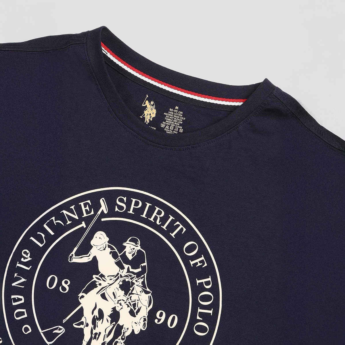 USPA Men's Printed Lounge Round Neck T Shirt - Regular Fit - Navy Blue - XL