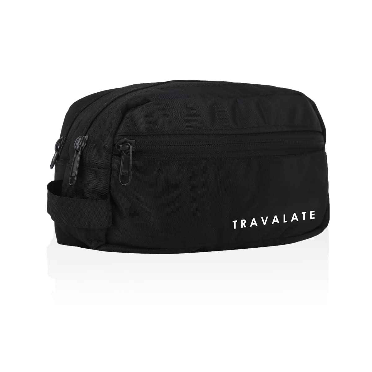 TRAVALATE Polyester Multipurpose Double Compartment Toiletry Kit Bag | Black