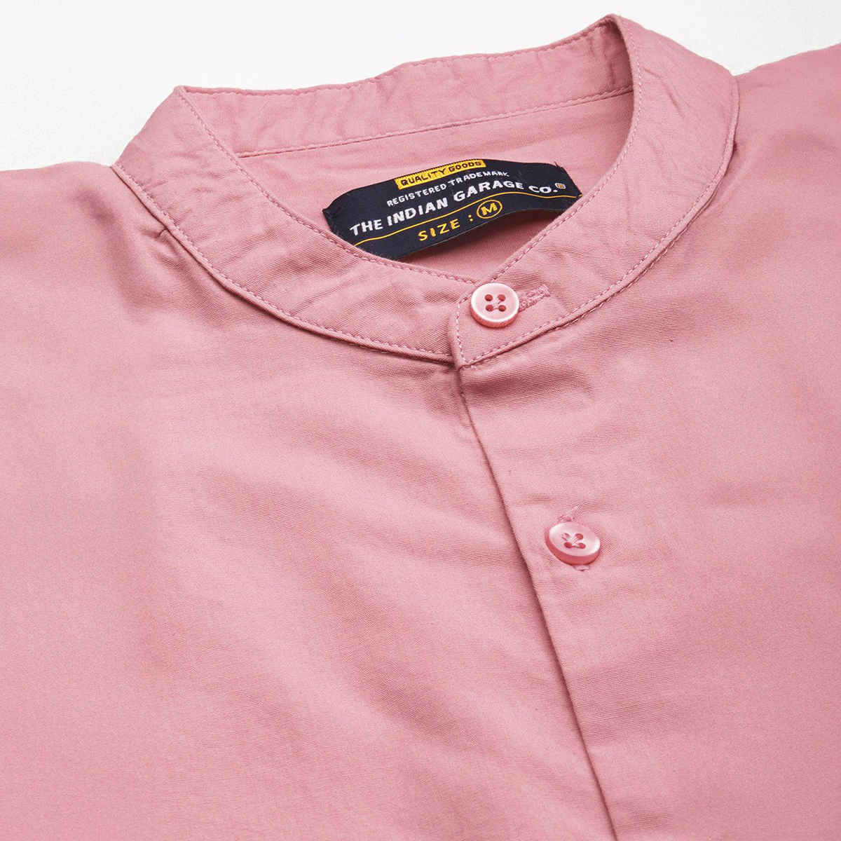 The Indian Garage Co Men's Regular Fit Solid Casual Shirt | Pink - L