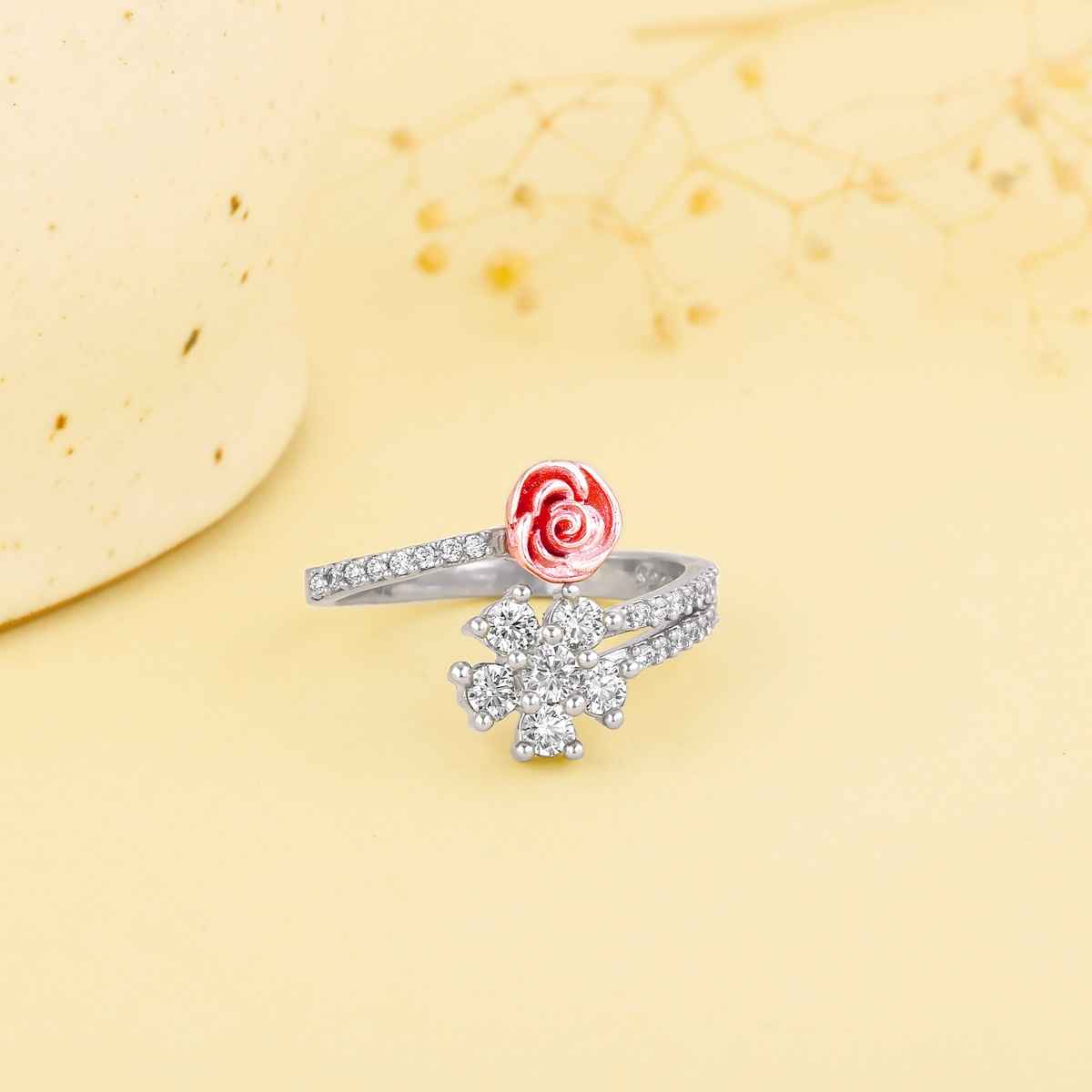 Giva Anushka Sharma Silver Studded Rose Ring