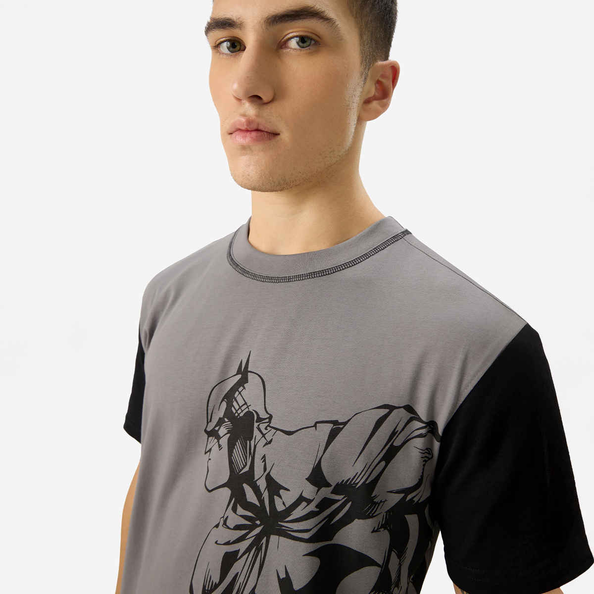 The Souled Store Men's Regular Batman- The Dark Knight T-Shirts | Grey | L