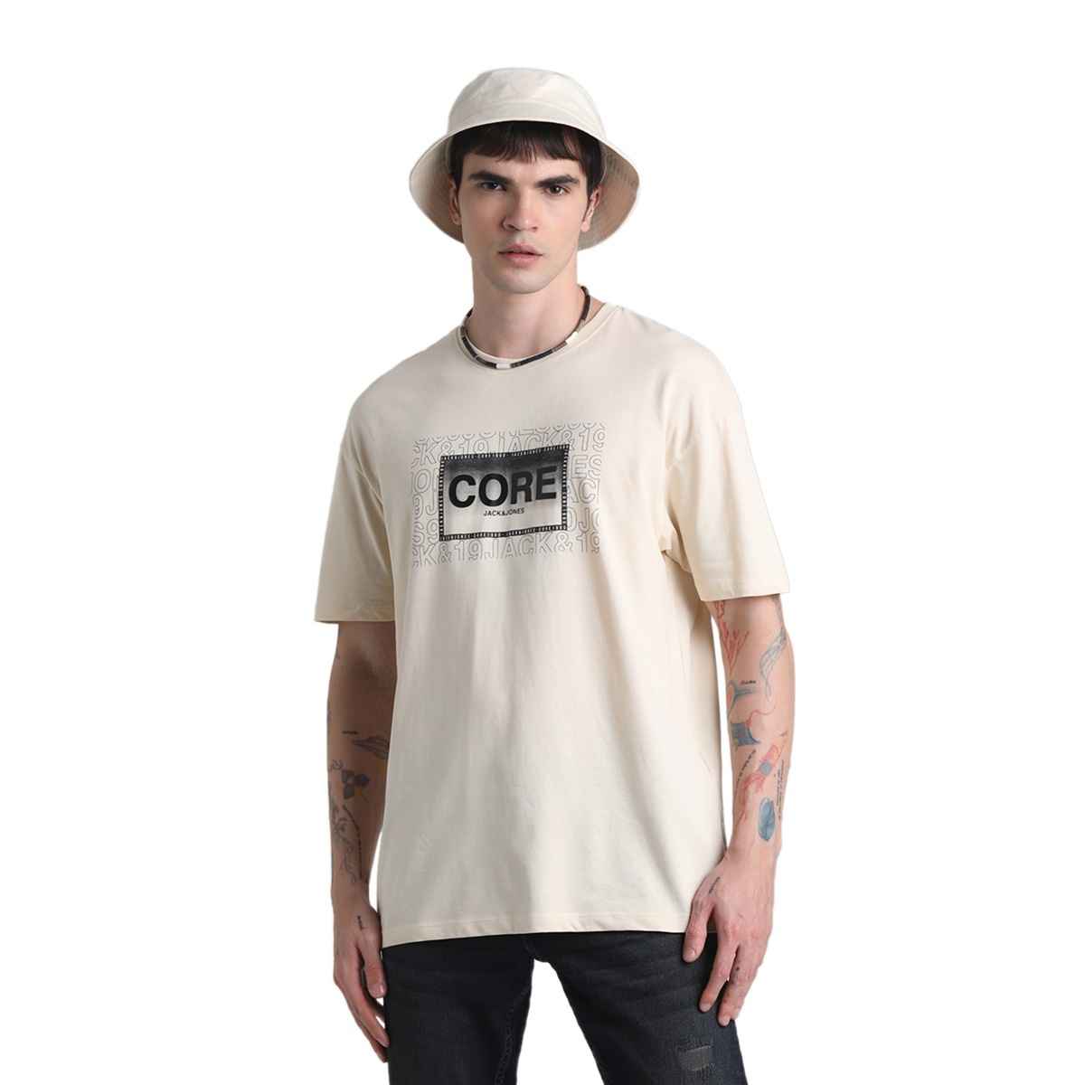 JACK & JONES Men's Boxy fit T-shirt | Brown - L