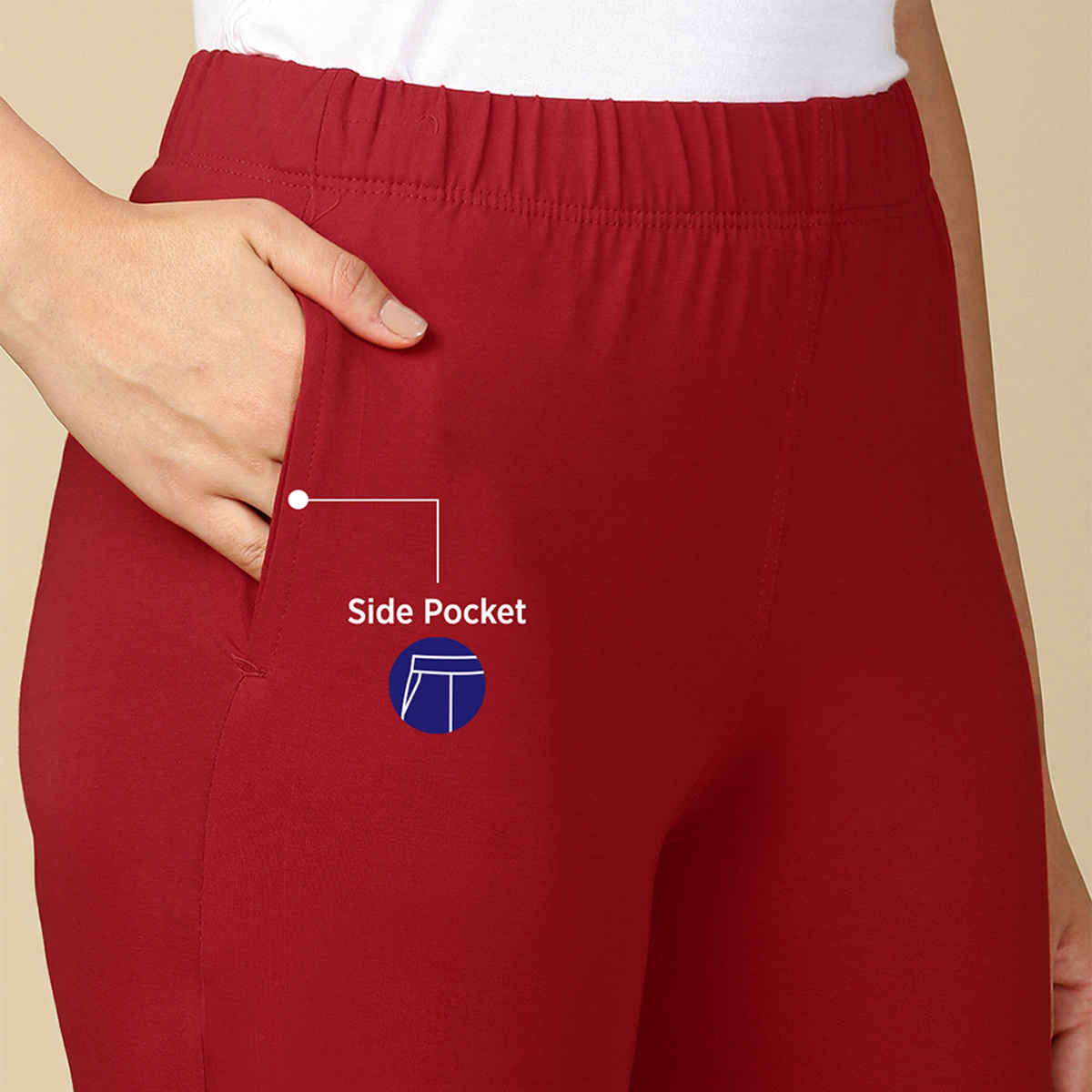 PYNK By Lux Cozi Women's Premium Modern Kurti Pants | Parry Red | Free Size