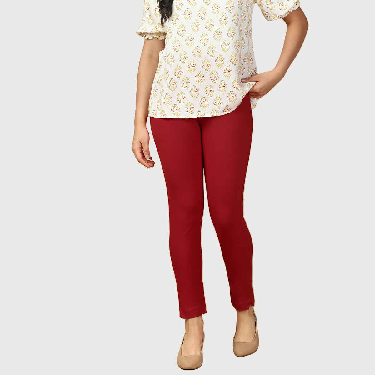 PYNK By Lux Cozi Women's Premium Modern Kurti Pants | Parry Red | Free Size