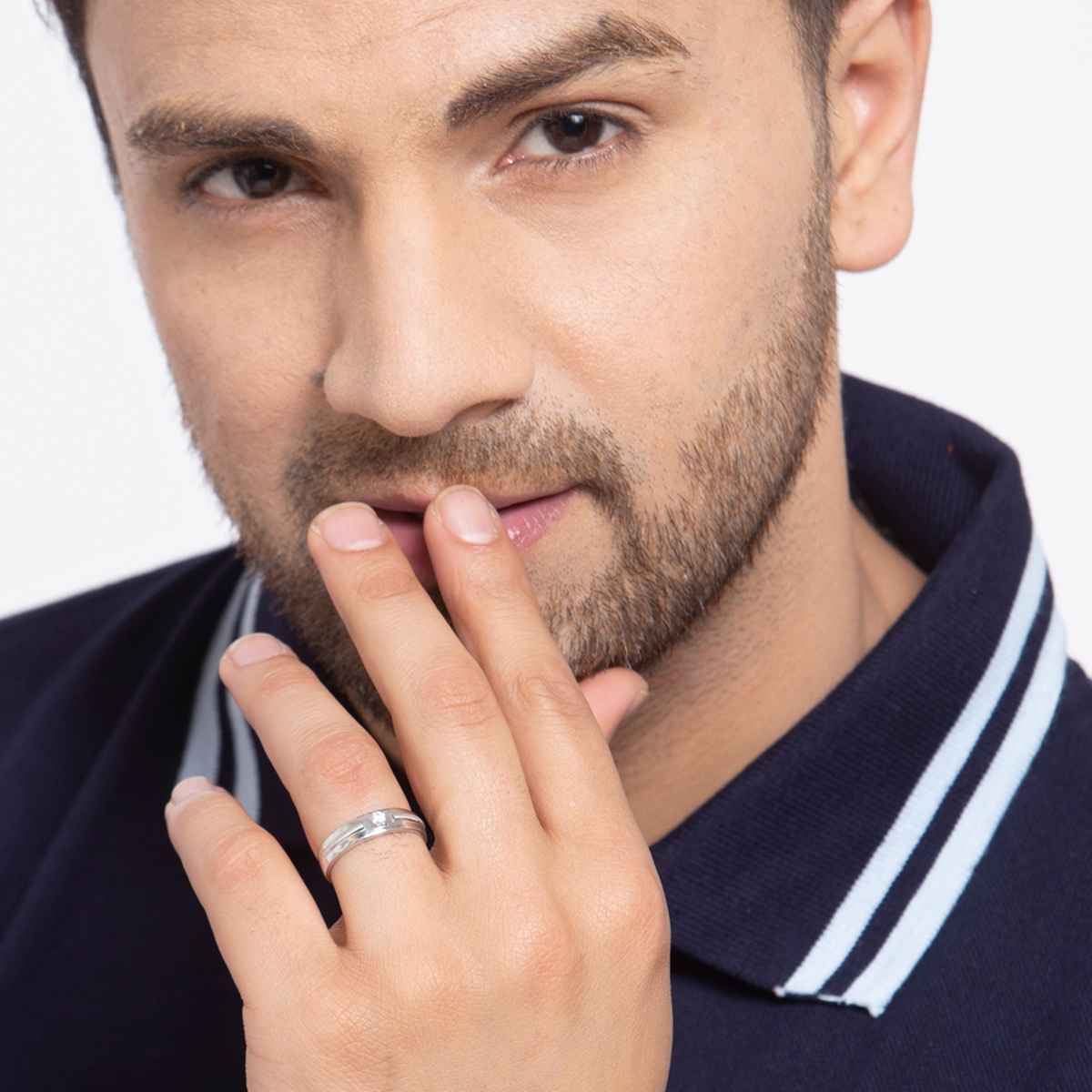 Clara Pure 925 Sterling Silver Nario Adjustable Ring Gift For Men And Boys | Partial Matte Finish