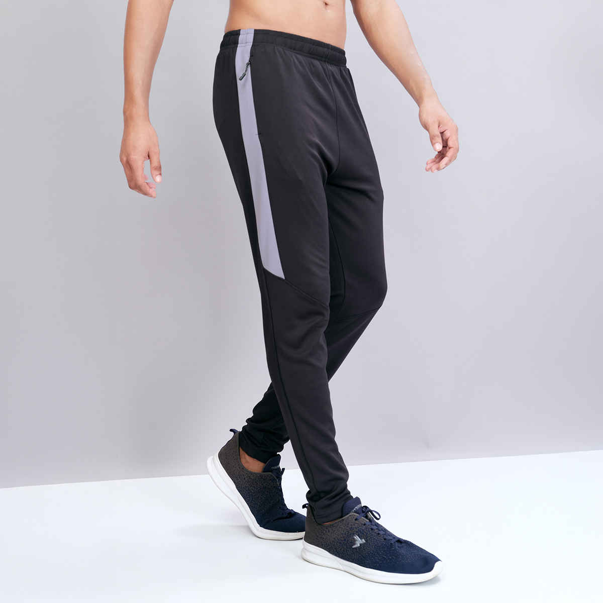 Technosport Men Poly Solid Slim Fit Sports Trackpants with TECHNO DRY | Black | M