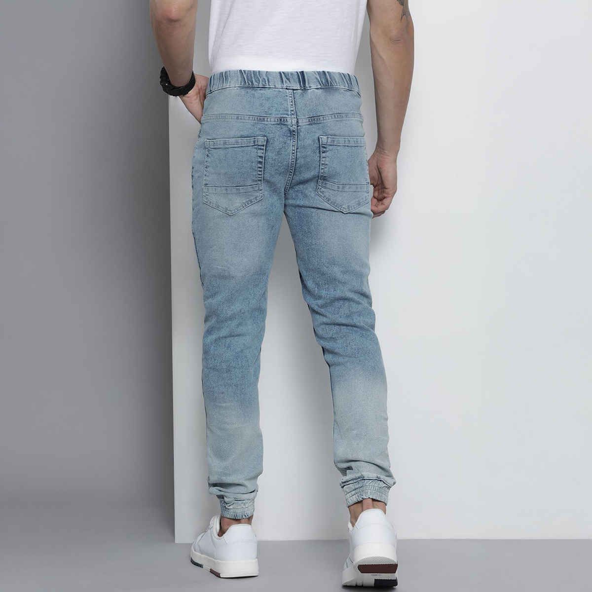 The Indian Garage Co Men's Slim Fit Solid Casual | Blue - 32