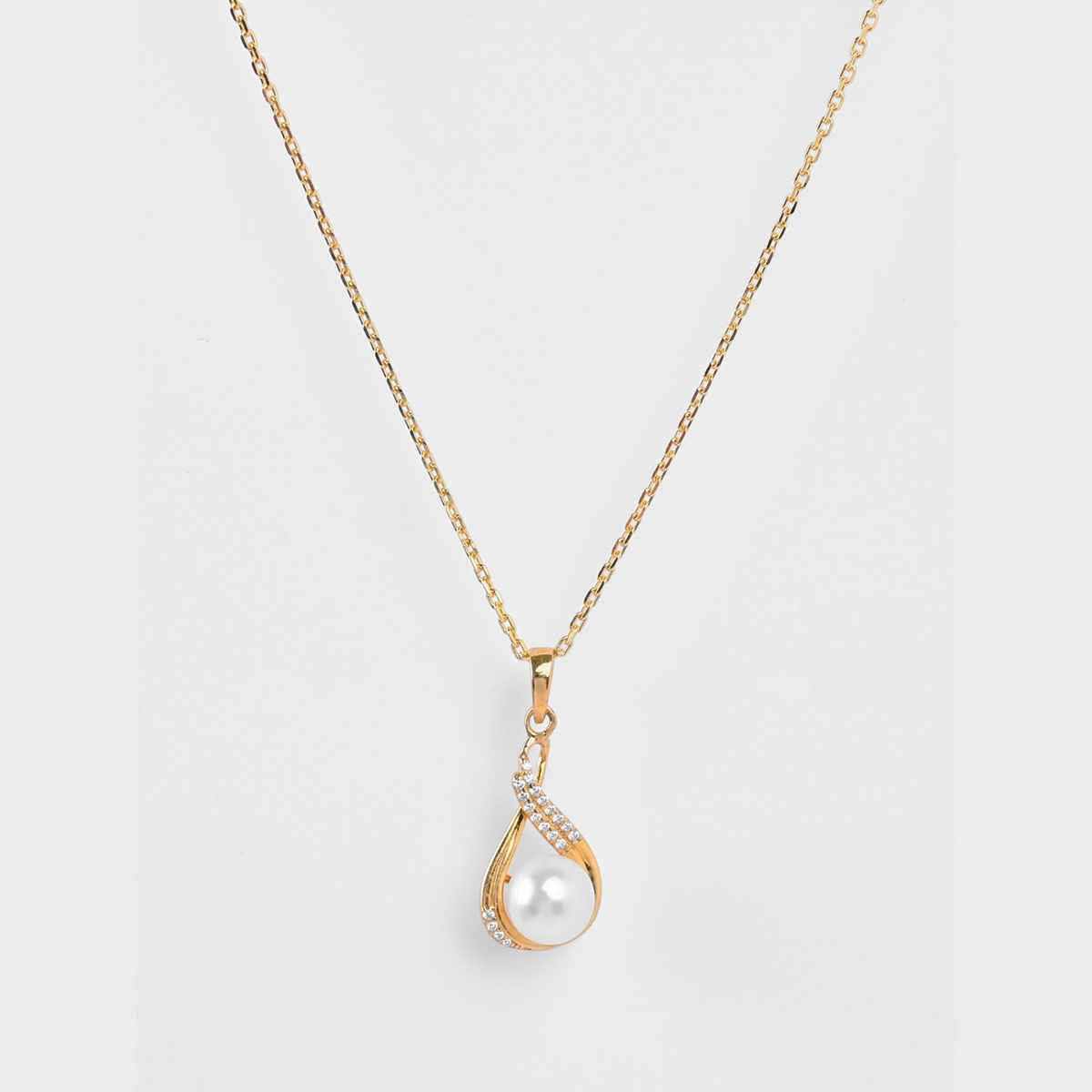 Clara 925 Sterling Silver Esin Real Pearl Pendant Chain Necklace | Gold Plated | Swiss Zirconia