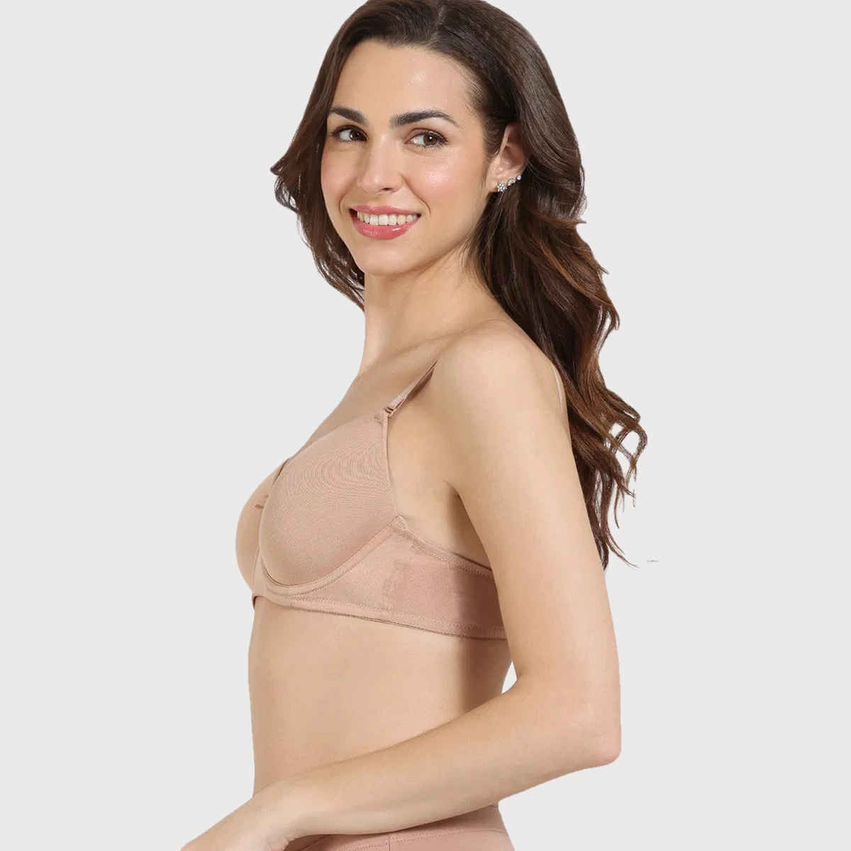 Zivame Women's Padded Wired 3/4Th Coverage T-shirt Bra | Skin - 38D