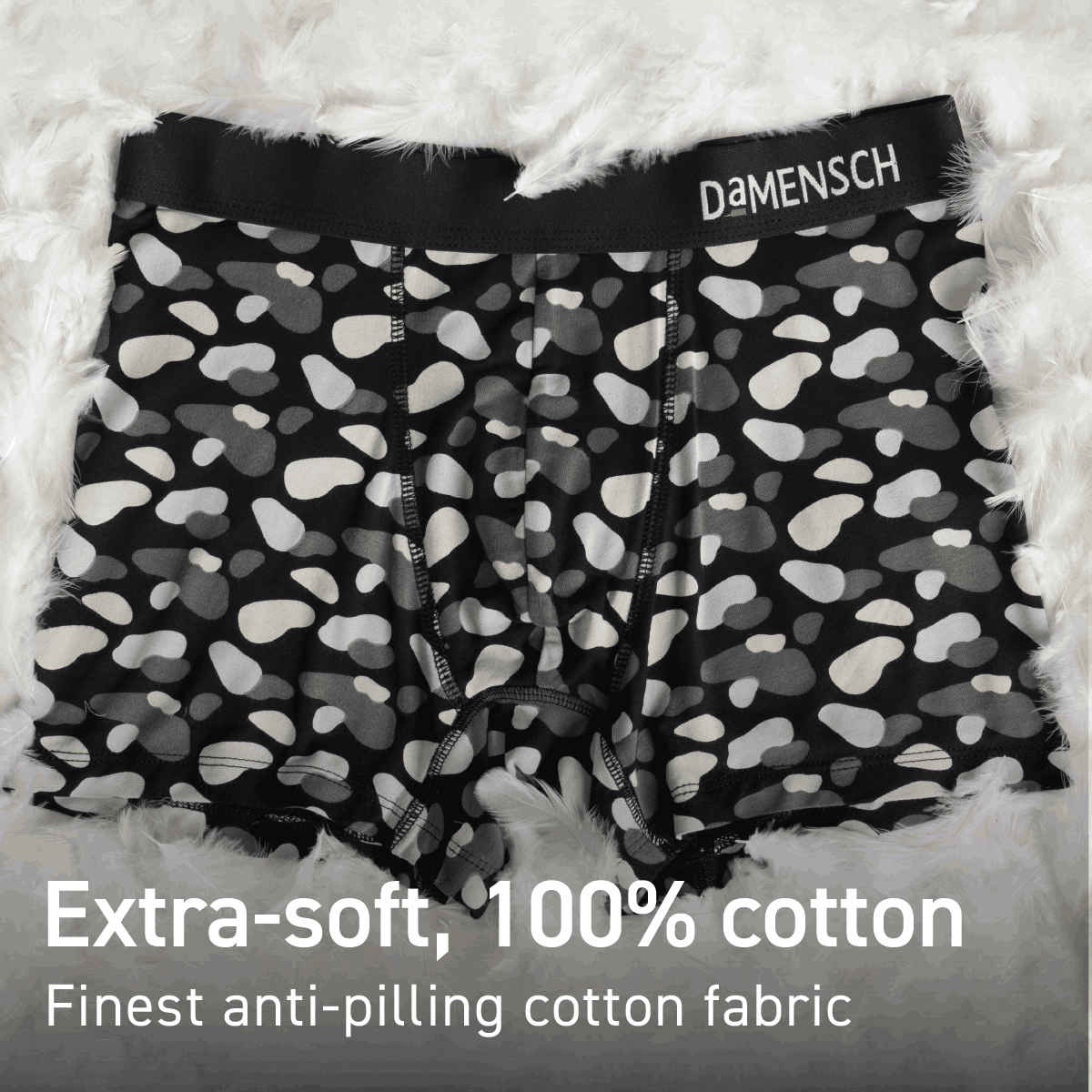 DaMENSCH Men's Modal Trunks | Black and Blue - M