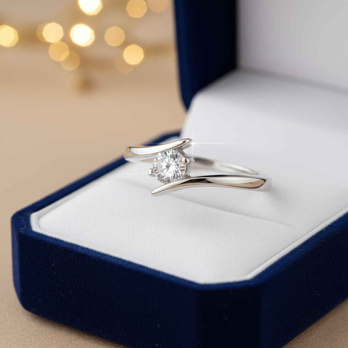 Label She Silver Plated Crystal Studded Solitaire Adjustable Finger Ring(Free Size) | LS-RNG-5240