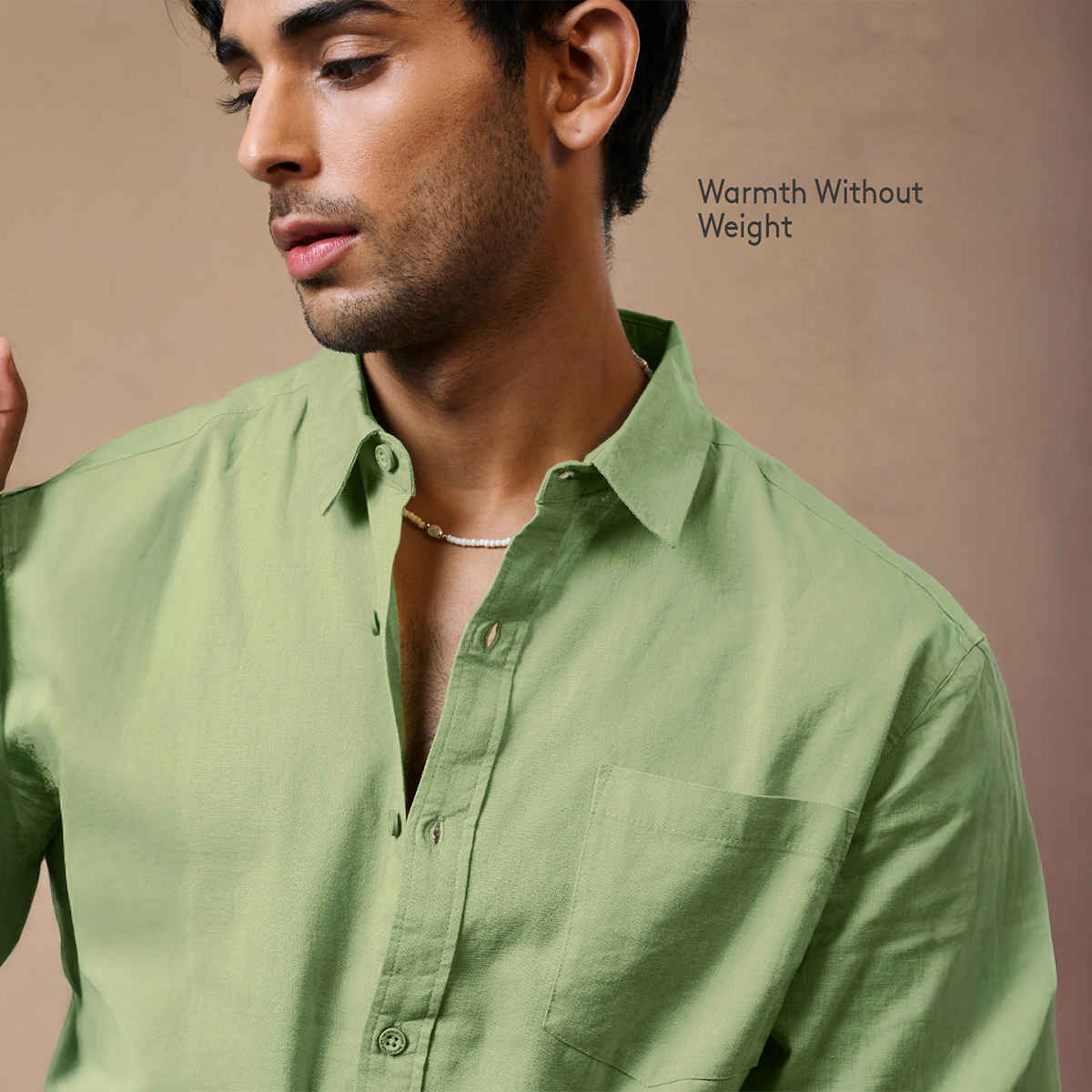 The Souled Store Men's Regular Cotton Linen- Pastel Lime Shirts | Green | M