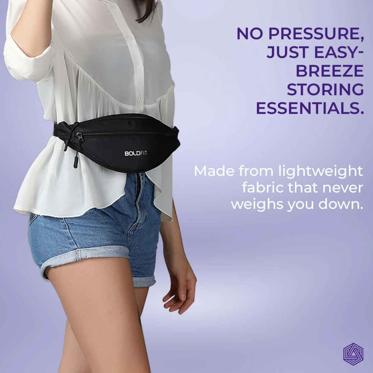 Boldfit Unisex Waist Bag Polyester Adjustable Strap | Black