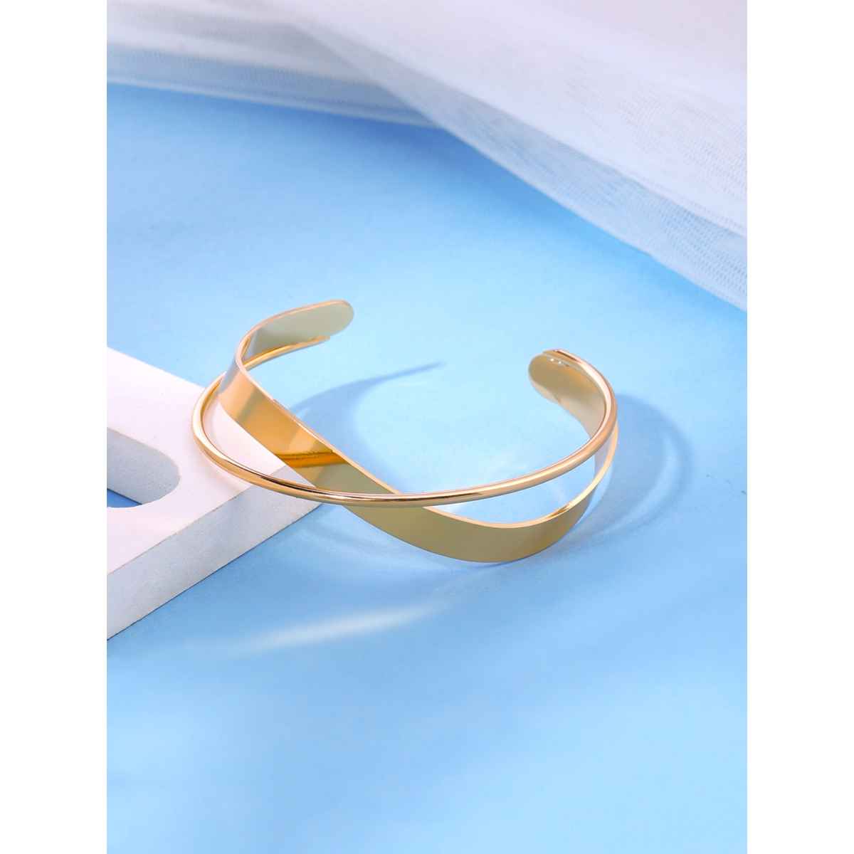 Yellow Chimes Twisted Gold Plated Hand Cuff Kadaa Bracelet for Women