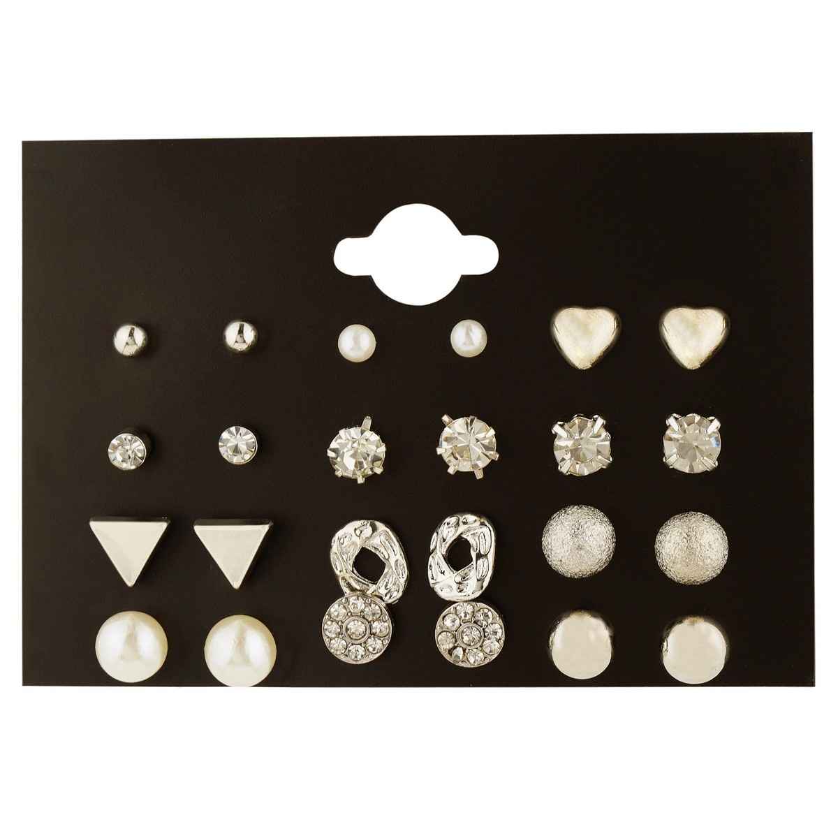 Fashion Frill Women's Stackable Earings Silver Regular