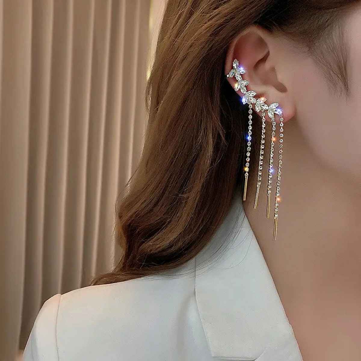 Fashion Frill Women's Tassel Drop Earings Gold Onesize