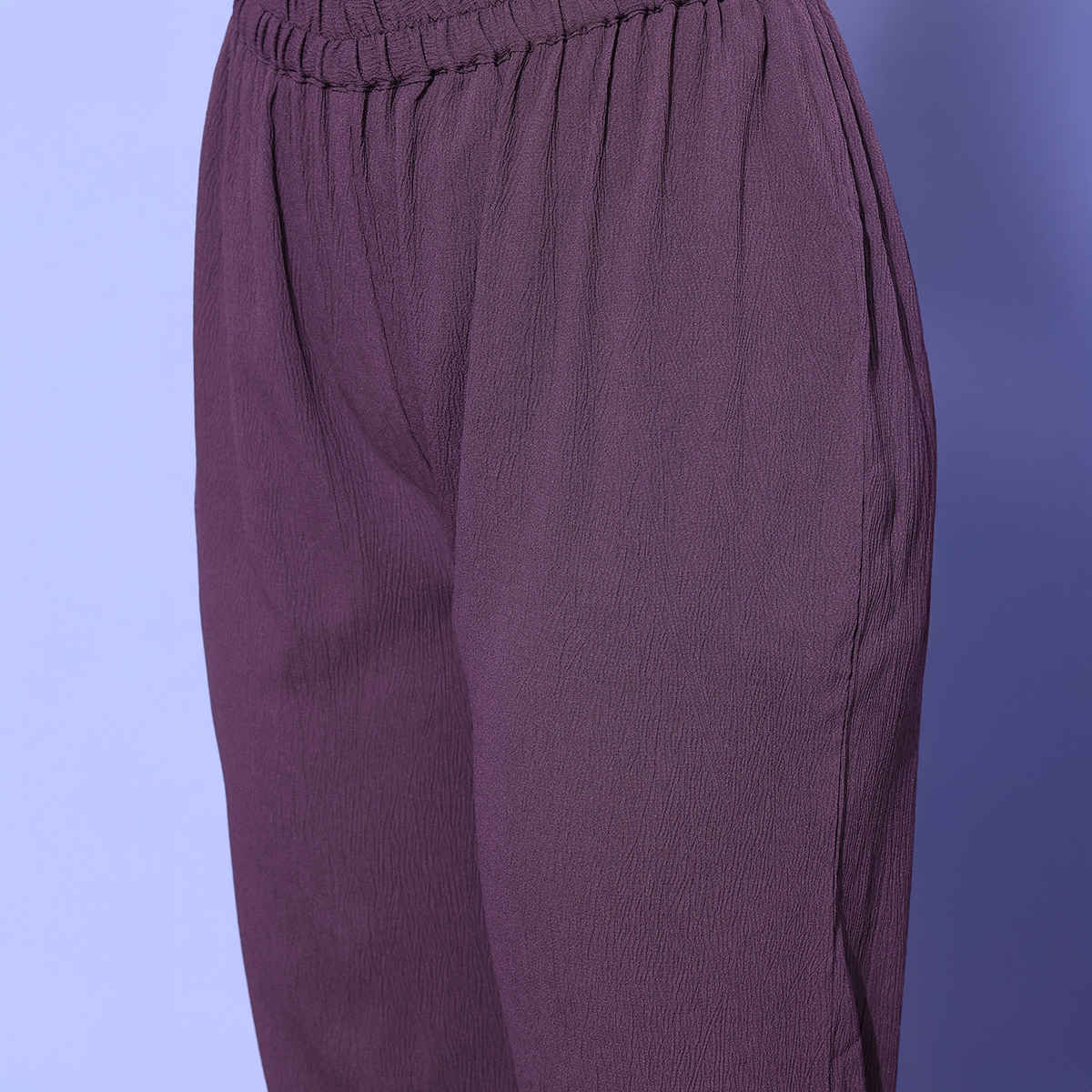 Varanga Women's Mauve Shirt Collar Neck A-Line Kurta Paired with Tonal Bottom | Mauve - M