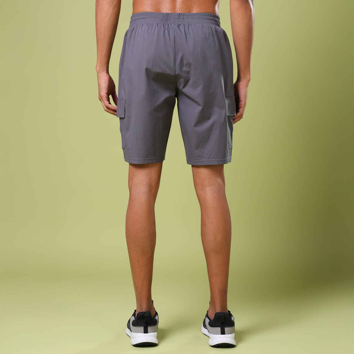 Technosport Men Poly Solid Slim Fit Sports Shorts with TS FLEXI | Iron Grey | 2XL