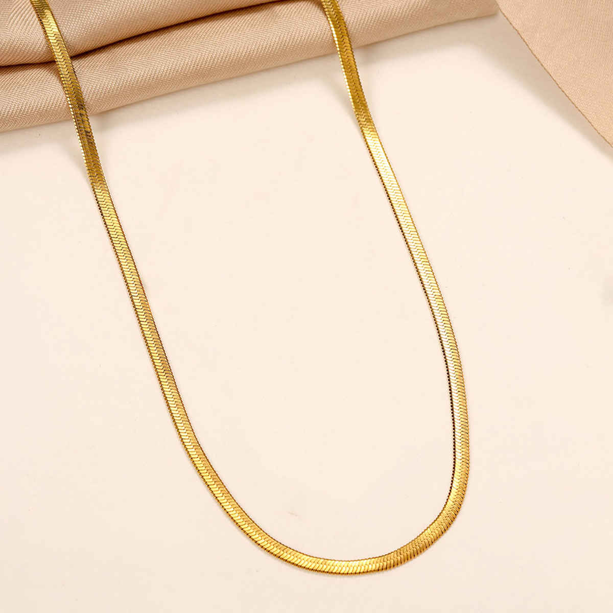 LabelShe Gold Plated Stainless Steel Flat Snake Chain Necklace | LS-NCK-67042